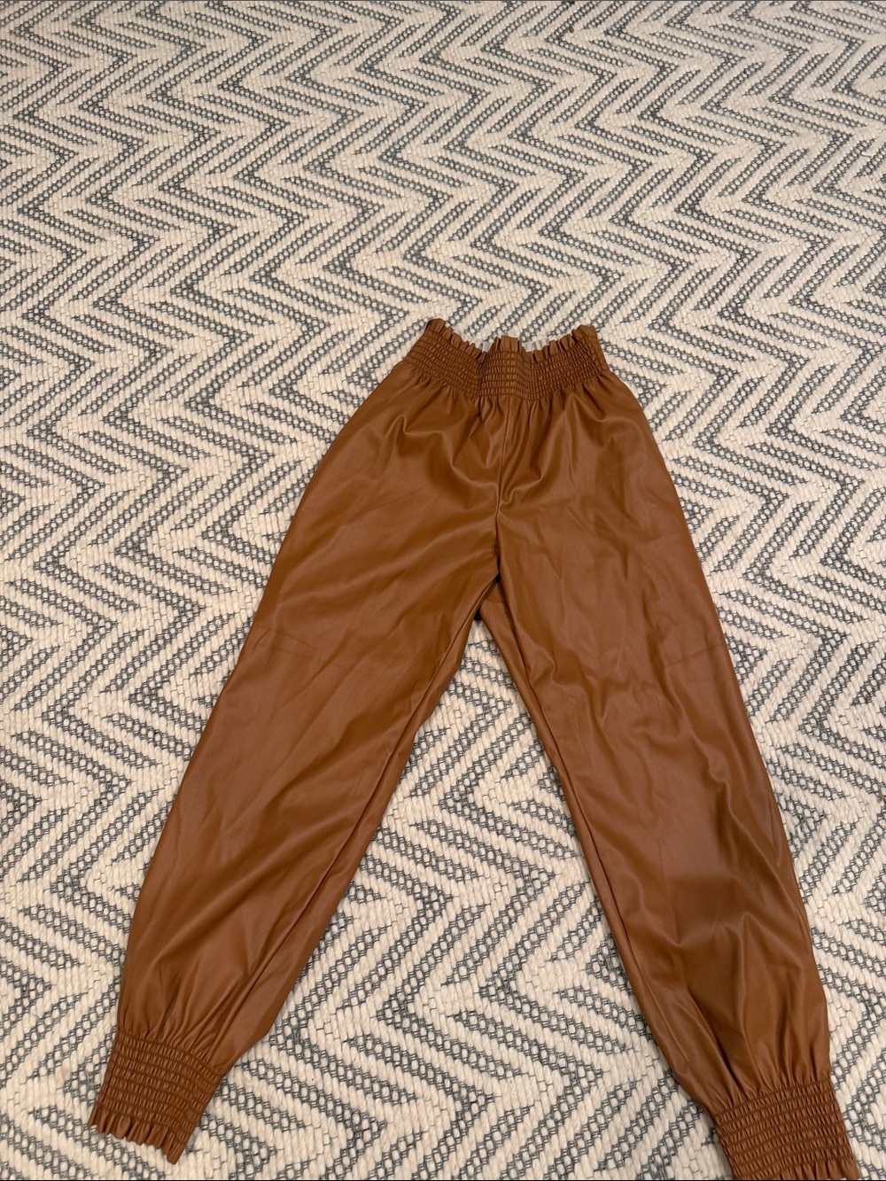 Trina Turk Chestnut Brown Faux-Leather Jogger Pants